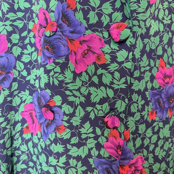 VS | VTG Gold Label Floral Ivy Print Relaxed Mini Nightie Robe Sleep Shirt - Picture 14 of 16